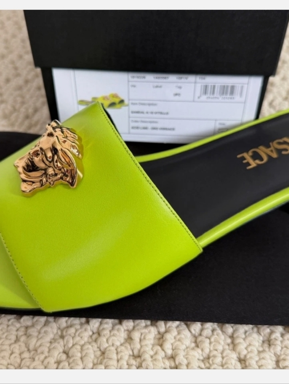 Autentic Versace Neon Yellow-Green Medusa Slide Mules - Picture 3 of 13